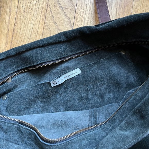 Deep green suede tote bag - Picture 3 of 3